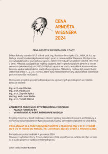 Cena Arnošta Wiesnera 2024 - plakát zvoucí k účasti v soutěži.